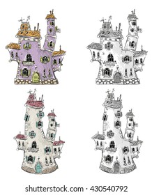 Fantasy houses illustration 