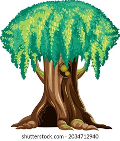 Fantasy huge tree on white background illustration