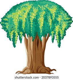 Fantasy huge tree on white background illustration
