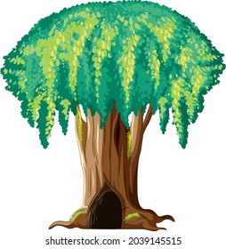 Fantasy huge tree on white background illustration