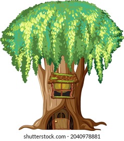 Fantasy huge tree on white background illustration