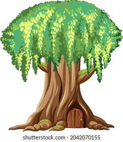 Fantasy huge tree on white background illustration