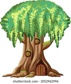 Fantasy huge tree on white background illustration