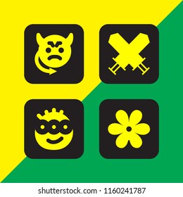 fantasy icon. 4 fantasy set with evil, floral, alien and warrior vector icons for web and mobile app