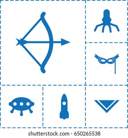 Fantasy icon. set of 6 fantasy filled icons such as cravat, mask, bow, rocket