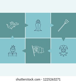 Fantasy icon set and dragon with king, devil trident and vampire. Poseidon related fantasy icon vector for web UI logo design.