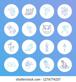 Fantasy icon set and fairy with magic ring, devil and tower. Magic related fantasy icon vector for web UI logo design.