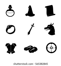 Fantasy icon set isolated on white background. Vector art.