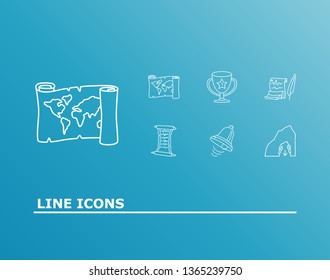 Fantasy icon set and old script with quest list, dungeon and old map. Jingle related fantasy icon vector for web UI logo design.