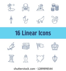 Fantasy icon set and treasure with vampire, werewolf and skeleton. Chest related fantasy icon vector for web UI logo design.