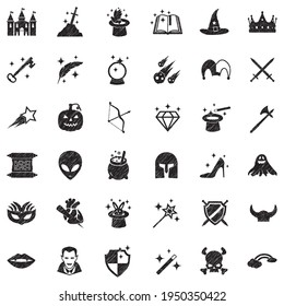 Fantasy Icons. Black Scribble Design. Vector Illustration.