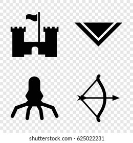 Fantasy icons set. set of 4 fantasy filled icons such as cravat, bow, castle