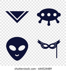 Fantasy icons set. set of 4 fantasy filled icons such as cravat, alien head, mask