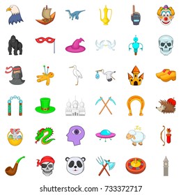 Fantasy icons set. Cartoon style of 36 fantasy vector icons for web isolated on white background
