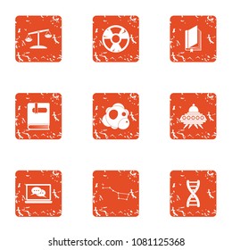 Fantasy icons set. Grunge set of 9 fantasy vector icons for web isolated on white background