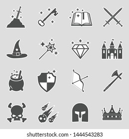 Fantasy Icons. Sticker Design. Vector Illustration.