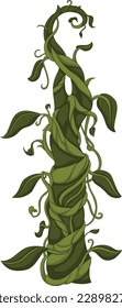Una fantástica ilustración de un árbol verde de grano con tendrils sobre él.