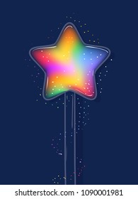 Fantasía Ilustración de una varita mágica con colores arcoiris dentro