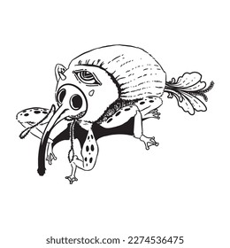Fantasy insect sketch vector isolated.