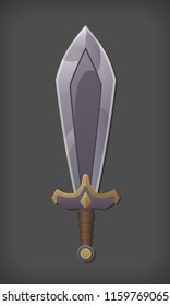 Fantasy iron sword. Medieval weapons of the knight. Vector blade. Weapons for role-playing game. Vector illustration for rpg.