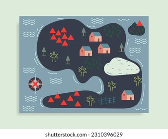 fantasy island map flat design style