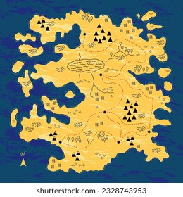 fantasy island map flat illustration