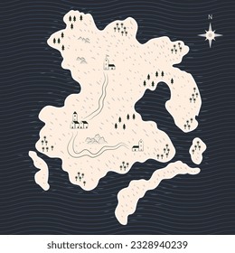 Fantasy-Inselkarte - flache Abbildung