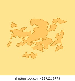 Fantasy island with old map style, empty map template for toy manufacturing.