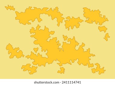 Fantasy island shape illustration, fake country concept for game, empty pirate map template.