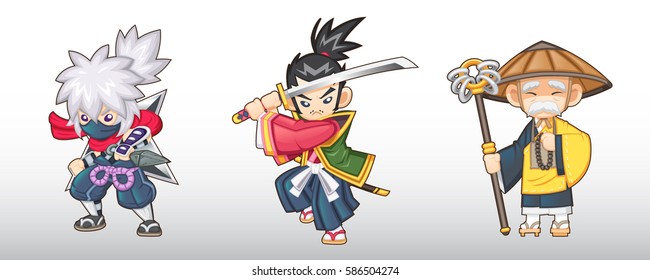 Fantasy Japanese Character Illustrations : Ninja / Samurai / Monk