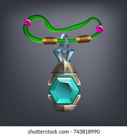 Fantasy jewelry decorations - amulet for game or cards. Vector illustration.