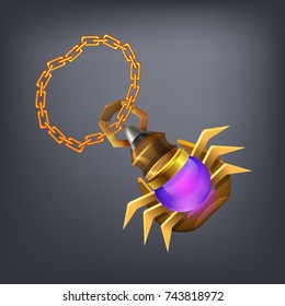 Fantasy jewelry decorations - golden amulet for game or cards. Vector illustration.