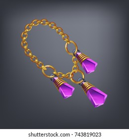 Fantasy jewelry decorations - golden amulet for game or cards. Vector illustration.