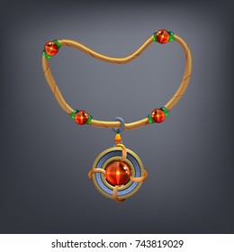 Fantasy jewelry decorations - golden amulet for game or cards. Vector illustration.