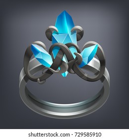 Fantasy jewelry decorations - ring for game or cards. Vector illustration.