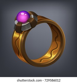 Fantasy jewelry decorations - ring for game or cards. Vector illustration.