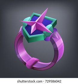 Fantasy jewelry decorations - ring for game or cards. Vector illustration.