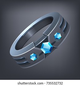 Fantasy jewelry decorations - ring for game or cards. Vector illustration.