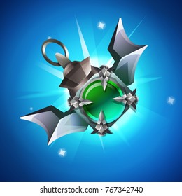 Fantasy jewelry decorations - talisman for game or cards on colored bacground. Vector illustration.