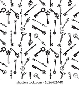 Fantasy key illustration vector with  pattern seamless background 
