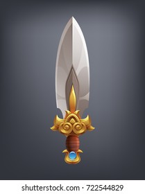 Fantasy knife weapon for game or cards. Vector illustration.