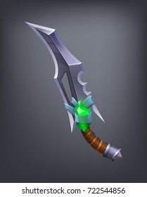 Fantasy knife weapon for game or cards. Vector illustration.