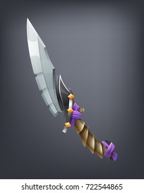 Fantasy knife weapon for game or cards. Vector illustration.
