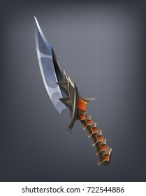 Fantasy knife weapon for game or cards. Vector illustration.