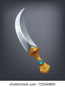 Fantasy knife weapon for game or cards. Vector illustration.