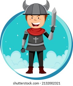 Fantasy knight character on white background illustration