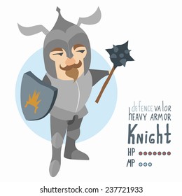 Fantasy knight holds mace and shield, eps8.