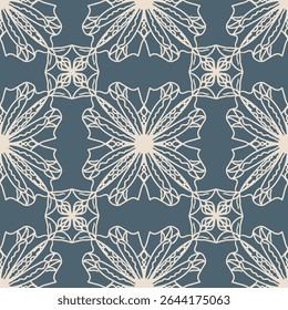 Fantasy lace seamless pattern with flowers on pastel background. Delicate ornament. Vector. Template for fabric and textile, wallpaper, packaging.