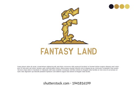 Fantasy Land Logo. Buchstaben F mit Logo-Design