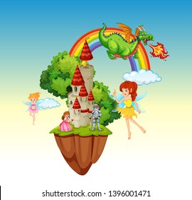 A fantasy land scene illustration - Shutterstock ID 1396001471